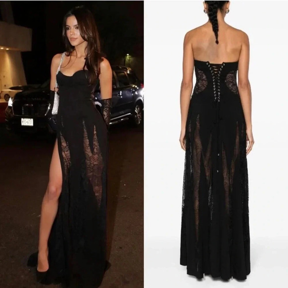 Retrofete Evangeline Dress Black Strapless Maxi Gown Corset Strapless Size S - Picture 3 of 5